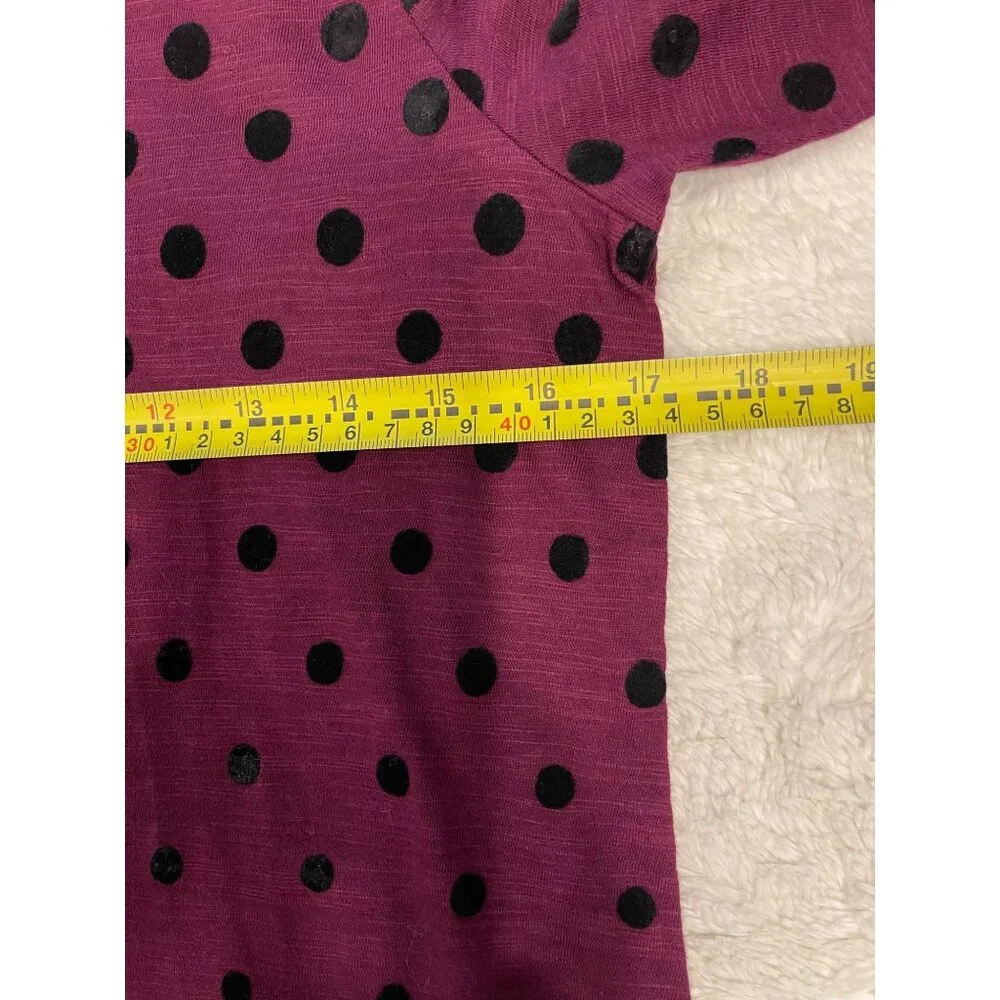 Talbots NWT Pullover Long Sleeve Purple Shirt Medium Petite Black Velvet Dot - Picture 6 of 6